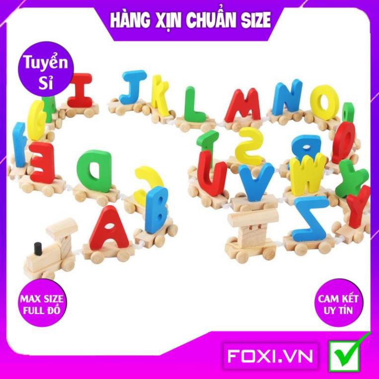 Đồ chơi Đoàn tàu hỏa thả hình-Kéo xe Số-Chữ-12 con giáp Foxi-Đồ chơi gỗ-phát triển kĩ năng cơ bản-Bé vừa học vừa chơi