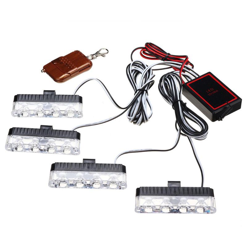Đèn LED nhấp nháy 3 chế độ màu xanh lam/vàng/ trắng/đỏ cho lưới tản nhiệt phía trước xe ô tô cảnh sát/cứu hỏa