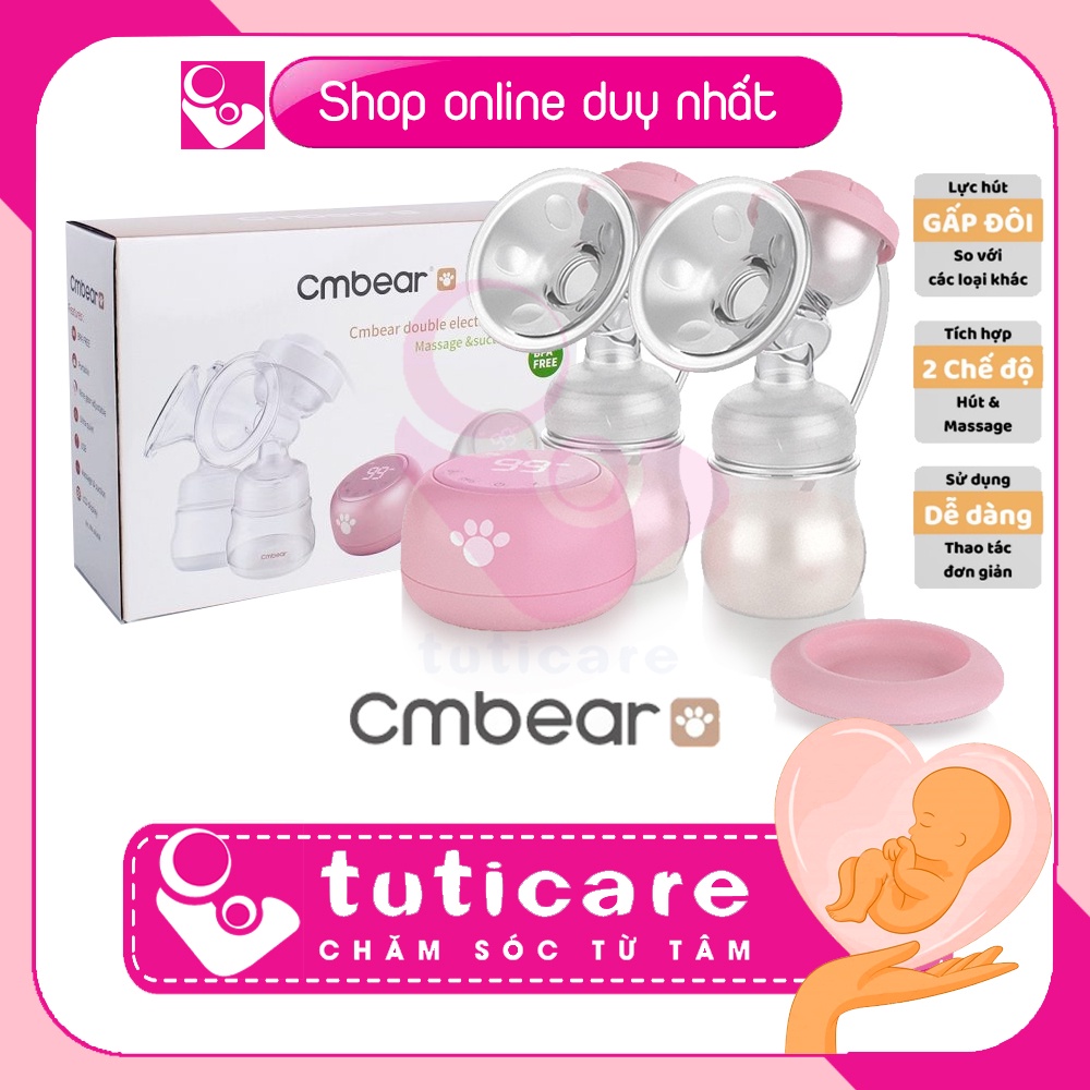 Máy Hút Sữa Điện Đôi Cmbear Cao Cấp Có Pin Sạc Tích Pin 9 Chế Độ Hút - BẢO HÀNH CHÍNH HÃNG