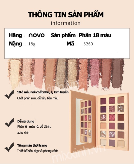 Phấn mắt 18 màu Novo Cindella Công Chúa Dành Cho Cô Nàng Thời Thượng | BigBuy360 - bigbuy360.vn