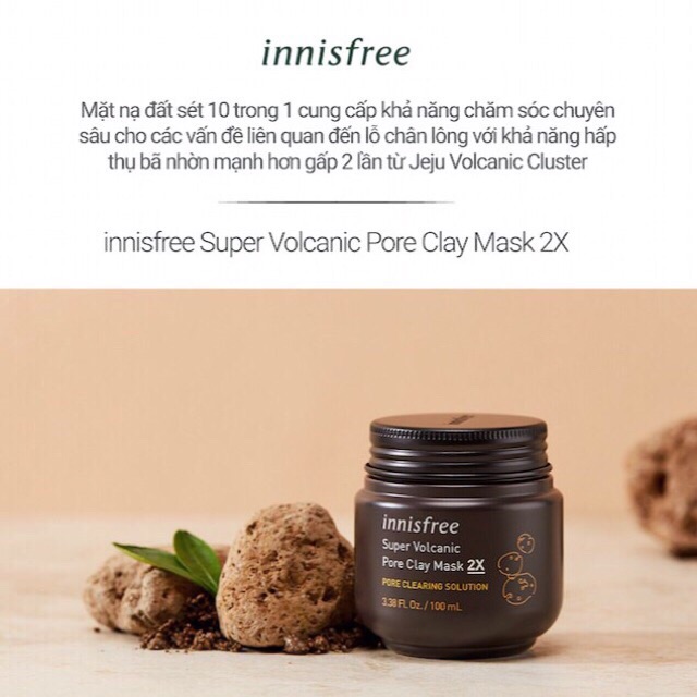 Combo Sữa Rửa Mặt + Mặt Nạ Đất Sét Innisfree Super Volcanic Pore Clay Mask 2X