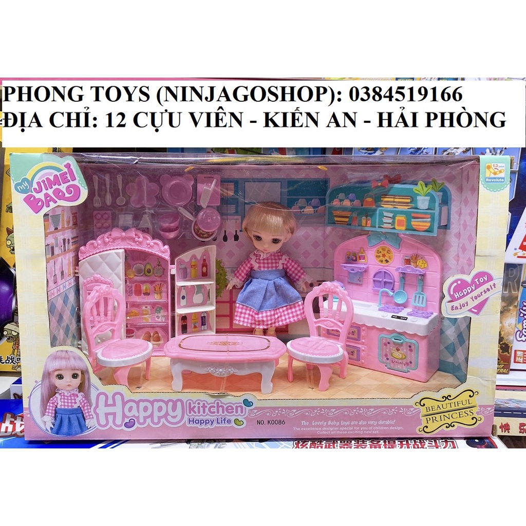 Bộ 3 Set Búp Bê Hàn Quốc Princess dễ thương nhà bếp - phòng ngủ - nhà tắm cực đẹp