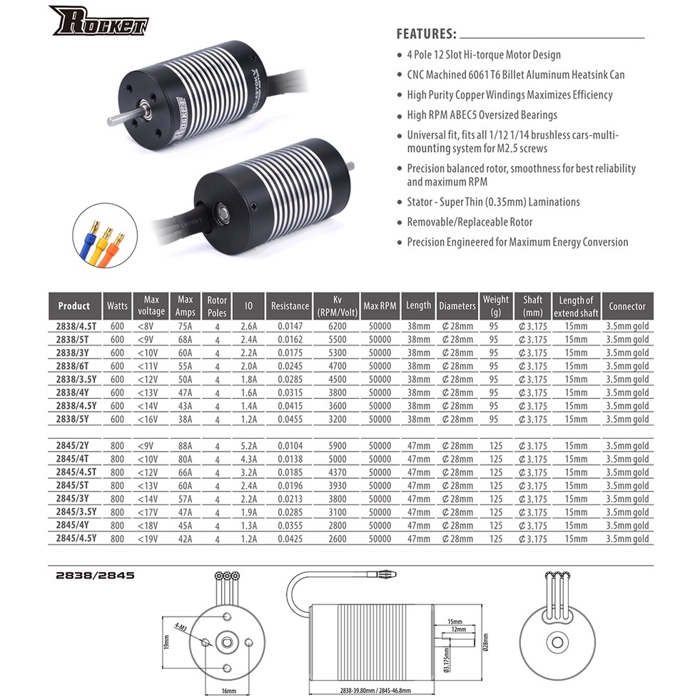 Động cơ không chổi than đồ chơi xe hơi RC 1/12 2845 3100kv 3800kv 4370kv 5000kv cho Wltoys 12428