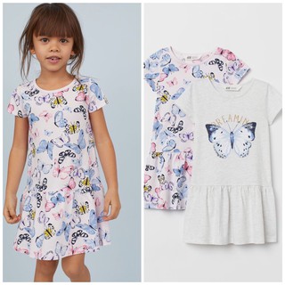Set cặp váy họa tiết Butterfly HM chất cotton cho bé gái 2-10 tuổi