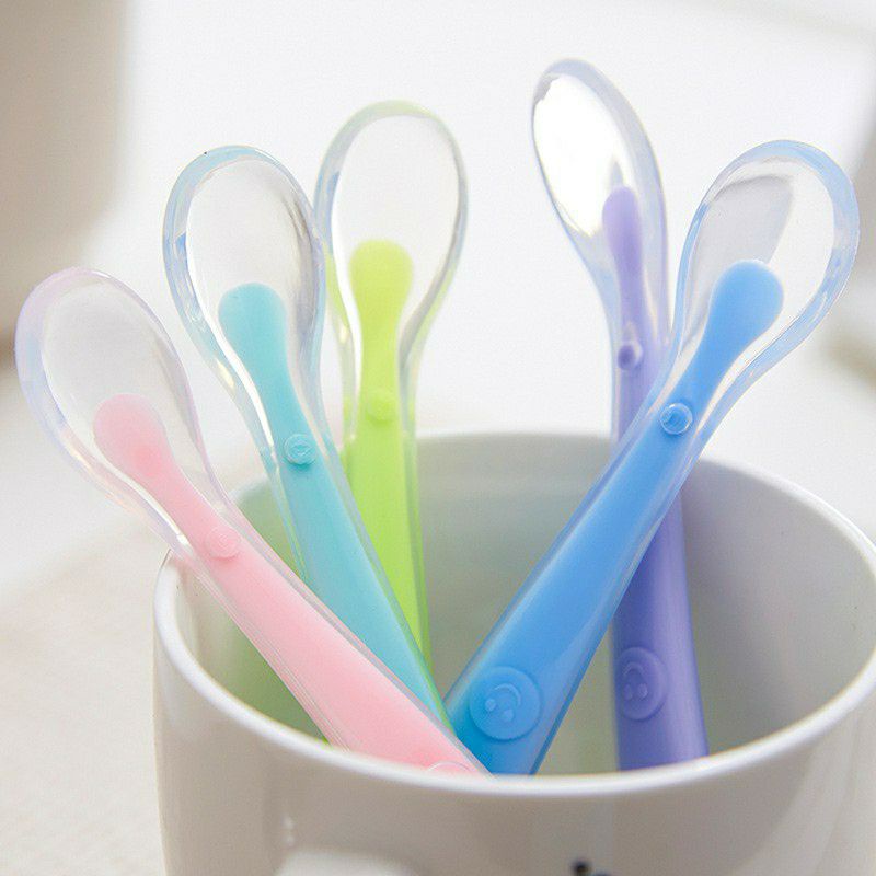 Combo muỗng báo nóng và muỗng silicon siêu mềm dành cho bé