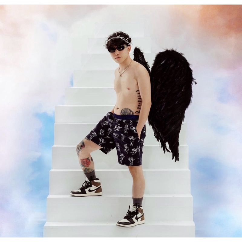 Quần short Unisex Bu Bui Thiên Thần ⚡ 𝐆𝐢́𝐚 𝐇𝐮̉𝐲 𝐃𝐢𝐞̣̂𝐭 ⚡ Quần đùi chất nỉ da cá, Nam nữ đều mặc được - Gin Store