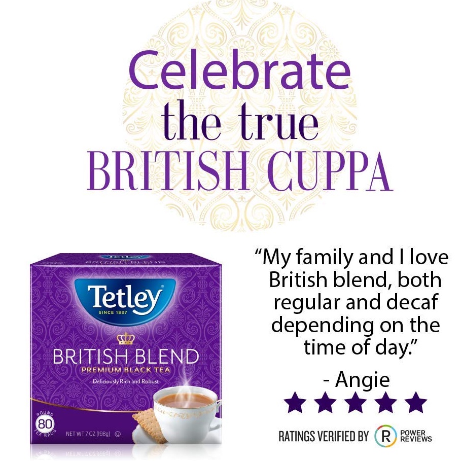 [date 2023] Trà đen túi lọc Tetley hộp 80 gói British blend Premium (hàng Mỹ)