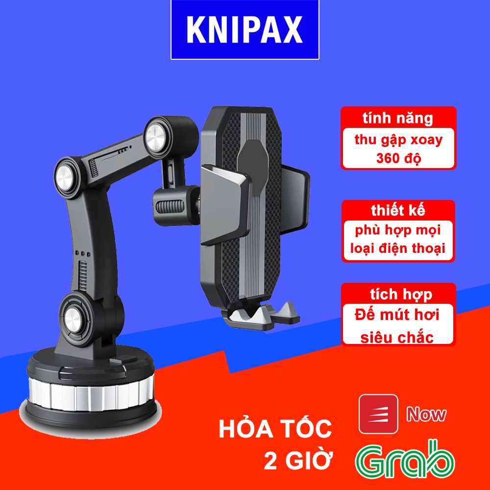 Giá đỡ điện thoại dùng trên ô tô, để bàn xoay 360 độ tích hợp đế mút hơi siêu chắc phù hợp mọi loại điện thoại