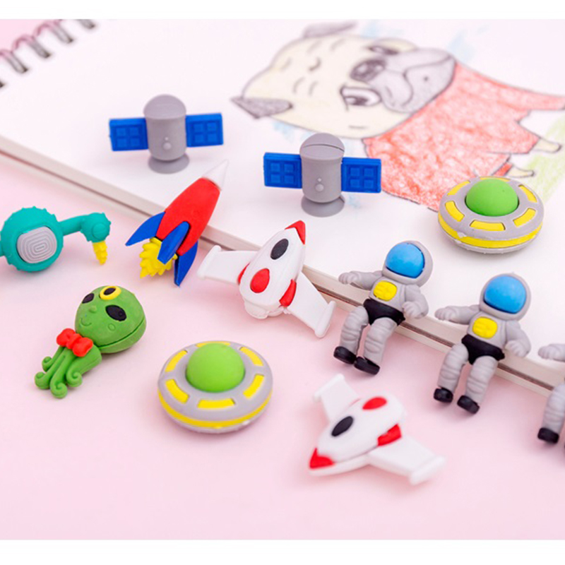 Set 4 cục tẩy bút chì hình tên lửa/ người ngoài hành tinh/ đĩa bay/ vệ tinh