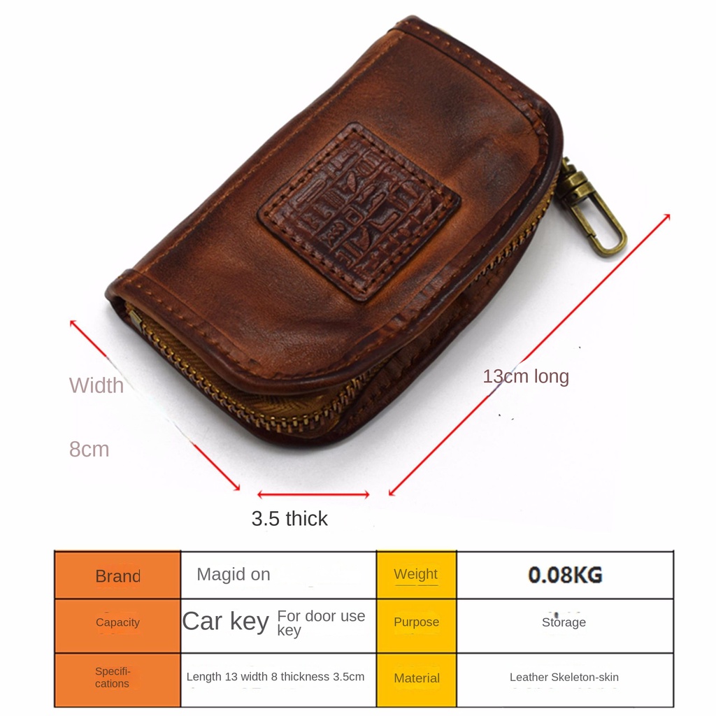 Hộp Đựng Chìa Khóa Xe Hơi Bằng Da Bò Phong Cách Retro Nhật Bản Đa Năng Tiện Dụng