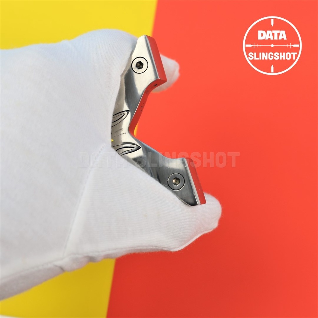 Ná Cao Su Inox CNC T Sói Chạc 75 Hoàn Thiện gắn ốc Titan và Nam Châm - Chạc kẹp bắn thun dẹt - DATA SlingShot