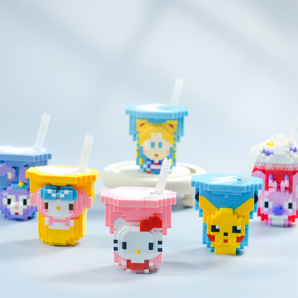 Disney Bộ Đồ Chơi Lắp Ráp Lego Mô Hình Nhân Vật Hoạt Hình Pikachu / Ly Trà Sữa