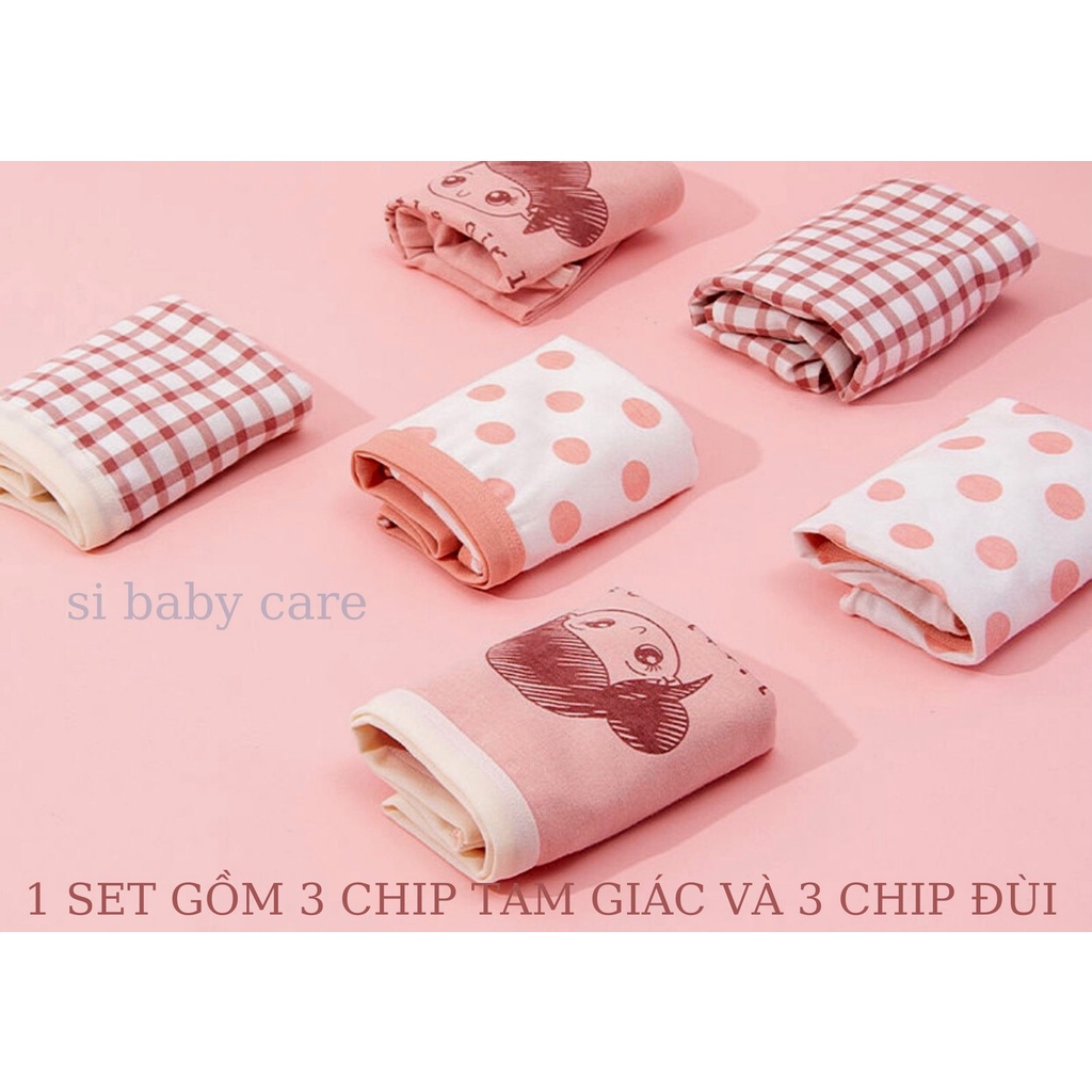 [HCM] Set 6 quần (3 chip đùi và 3 Chip tam giác) Litte Girl cho bé gái từ 9-40kg