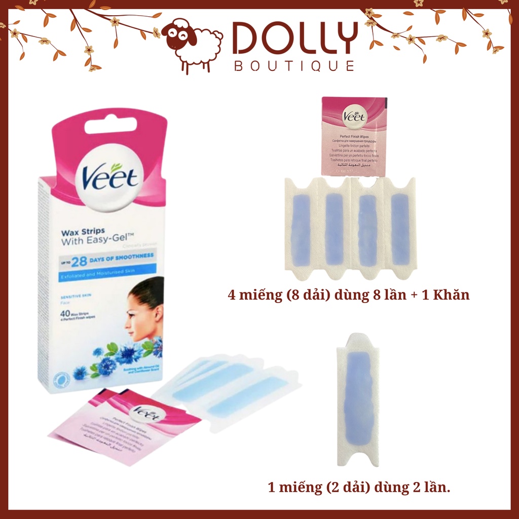 MIẾNG TẨY LÔNG MẶT VEET SENSITIVE FACE WAX STRIPS (1 MIẾNG)  2 dải | BigBuy360 - bigbuy360.vn