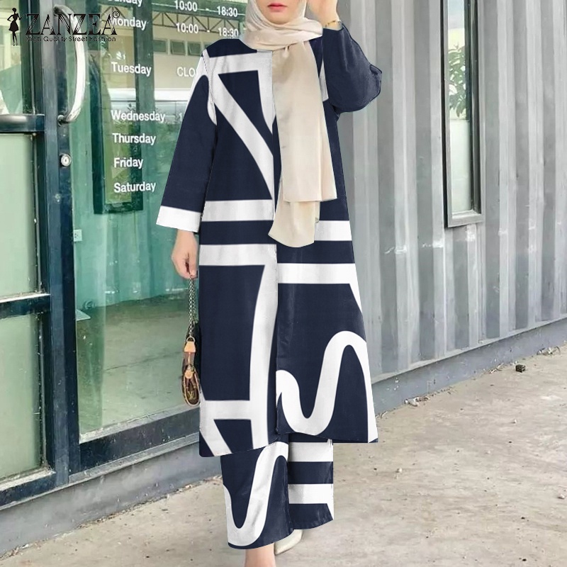 Zanzea Bộ Đồ Hồi Giáo Cổ Tròn In Họa Tiết Phong Cách Bohemian Thời Trang Cho Nữ