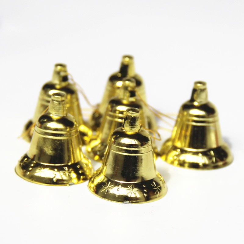 Set 10 Chuông Sọc Bông Tuyết Mini Trang Trí Cây Thông Noel Nhiều Kích Thước