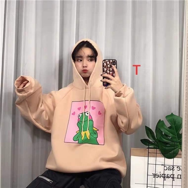 Áo hoodie ếch tim dễ thương DTR0919