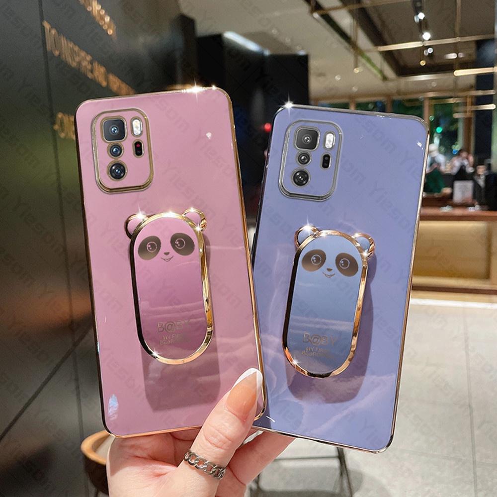 Ốp Điện Thoại Silicon Dẻo Họa Tiết Hoạt Hình Chú Gấu Kèm Giá Đỡ Cho Xiaomi Redmi Note 11 10 Pro 11S 10S 4G 5G 9S 9 Pro
