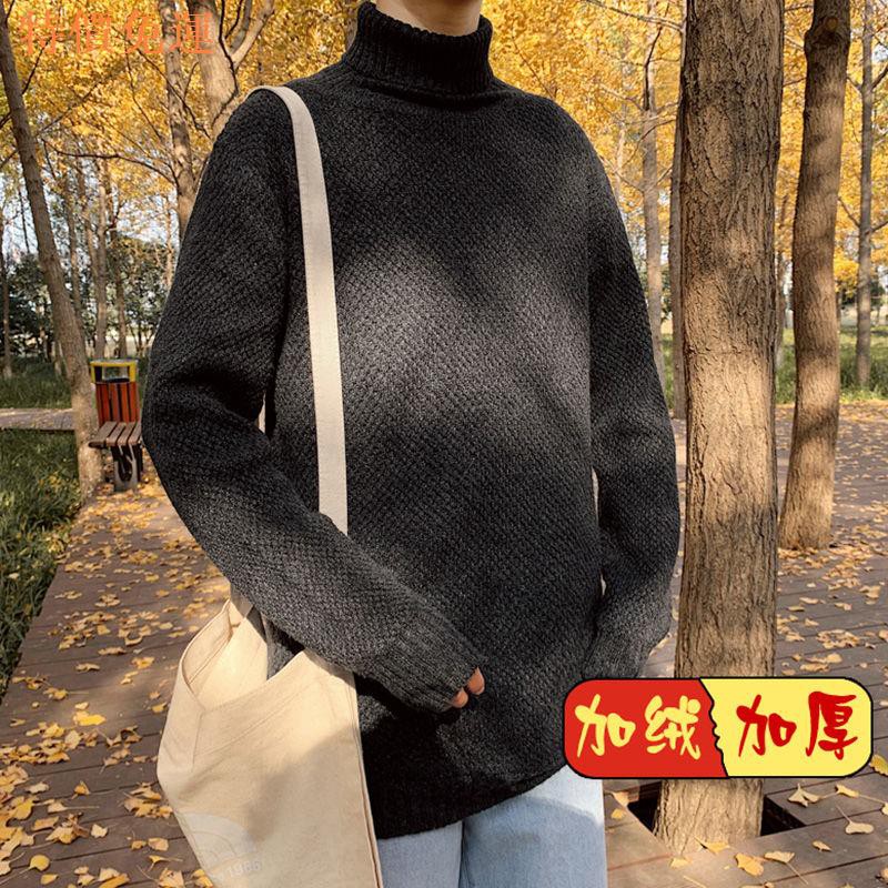 Áo Sweater Dệt Kim Cổ Lọ Dáng Rộng Phối Nhung Dày Cá Tính Cho Nam | WebRaoVat - webraovat.net.vn