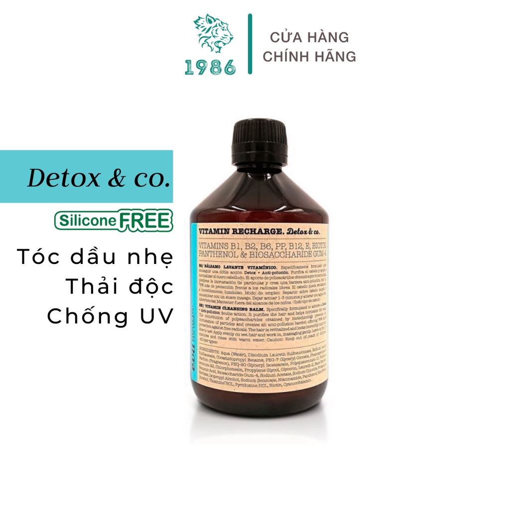 Dầu gội thải độc, chống ô nhiễm khói bụi cho tóc Eva Vitamin Recharge Detox & Co Tây Ban Nha