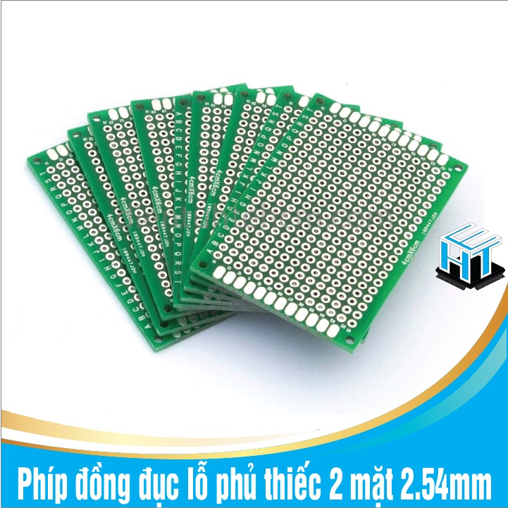 Phíp đồng đục lỗ - phíp thủy tinh test board phủ thiếc 2 mặt 2.54mm - Size 40x60mm