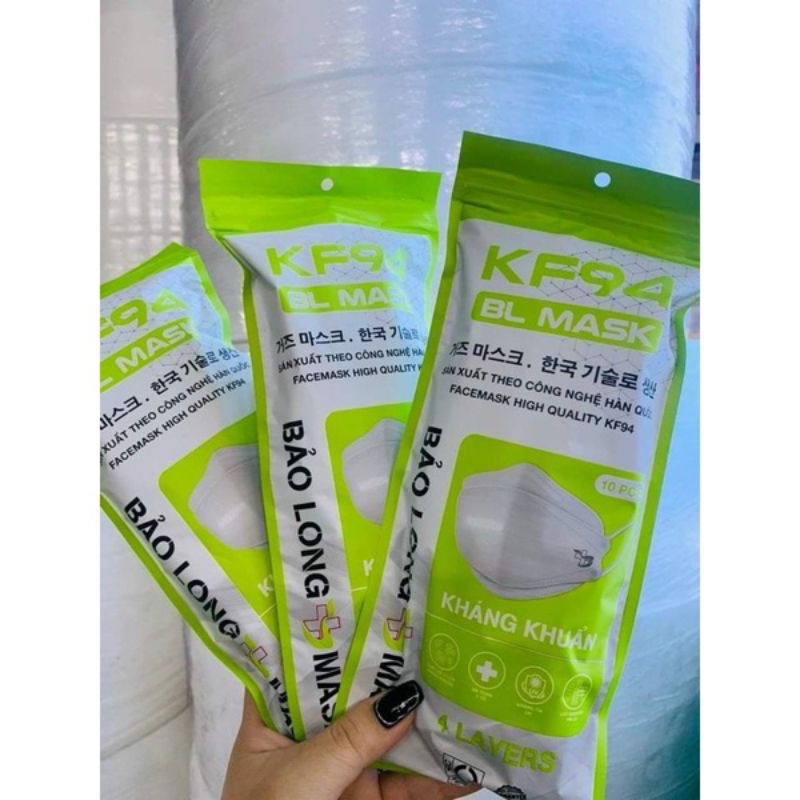 Gói 10 khẩu trang 4D-KF94 Bảo Long kháng khuẩn cao cấp