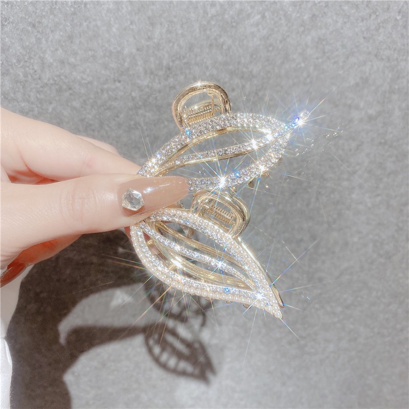 Kẹp Tóc Hợp Kim Hình Lá Đính Đá Sang Trọng Ulzzang Cho Nữ - Dumi Shop