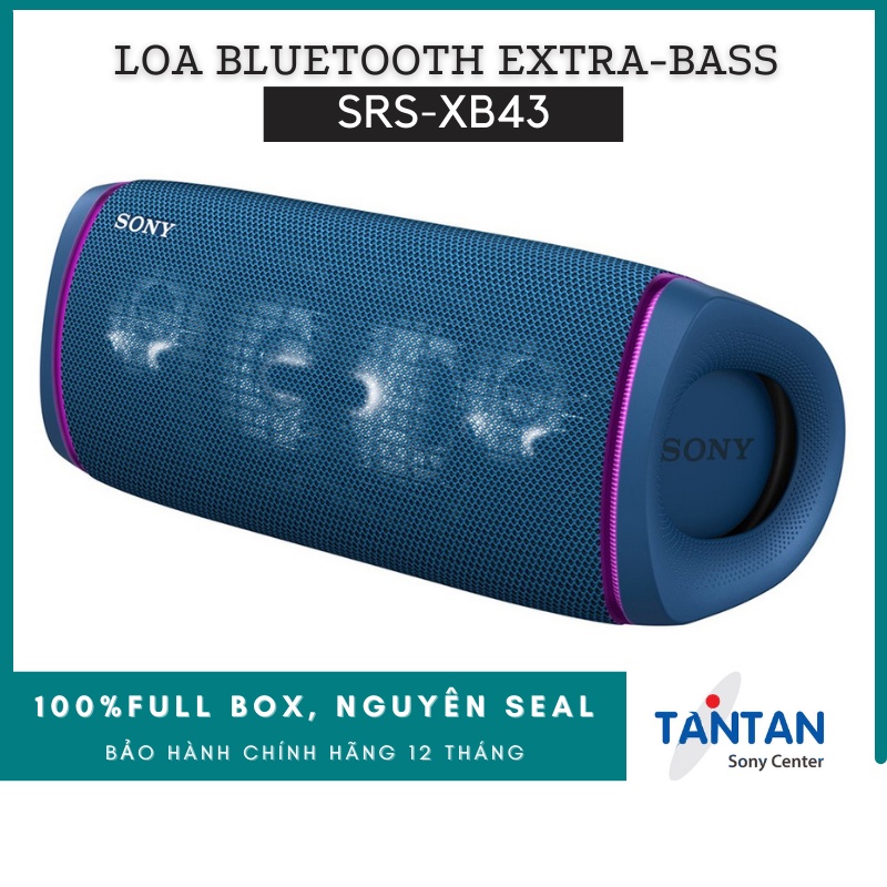 Loa BLUETOOTH EXTRA-BASS Sony SRS-XB43 | 2 Loa Tweeter - Live Sound - Party Chain - Pin: 24h - Type C - Chống nước, bụi