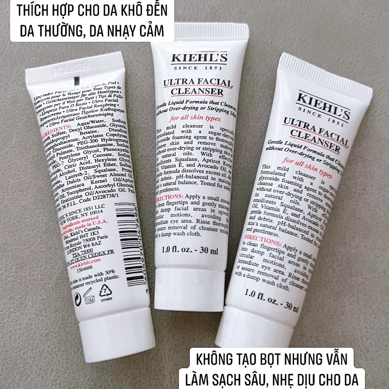 Sữa Rửa Mặt Dưỡng Ẩm KIEHL'S Ultra Facial Cleanser 30ml
