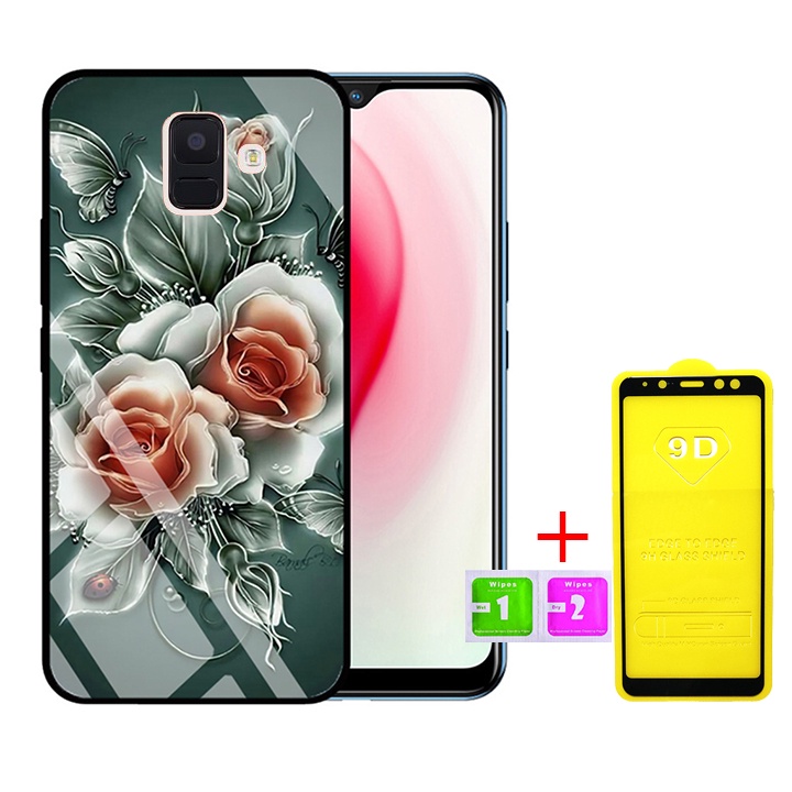 &quot;Combo 1 ốp lưng Samsung A6 2018 + 1 Cường Lực&quot; Mặt kính 3D sang trọng_Không Nhòe, Không Phai Hình ( Tim shop )