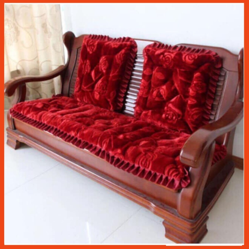 Bộ Thảm Trải Ghế Sofa Chất Liệu Nỉ Nhung Vân Hoa Nổi Sang Trọng