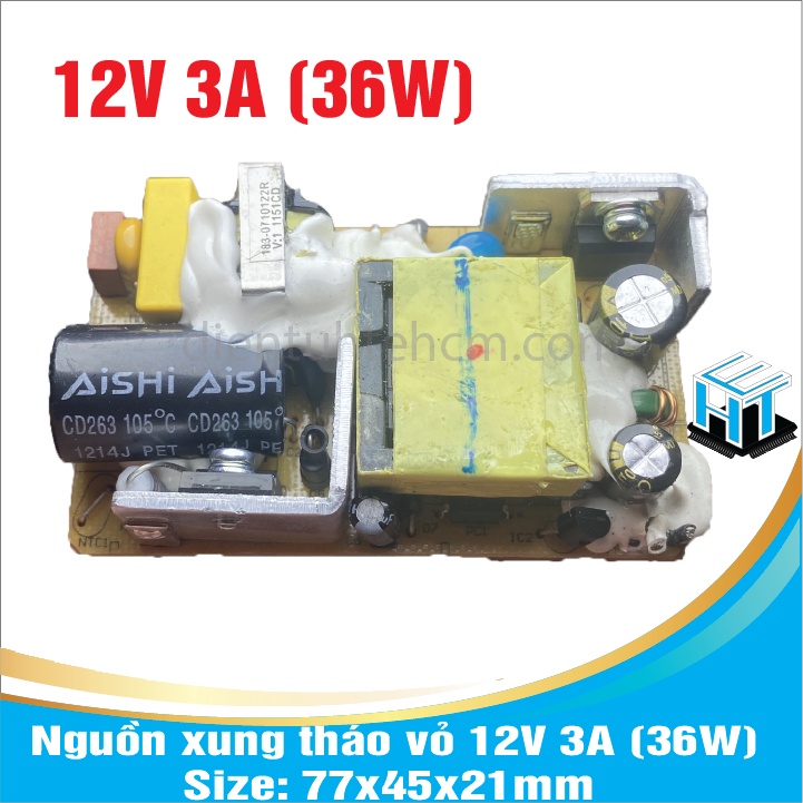 Board nguồn tháo vỏ 12V 3A 77x45x21mm