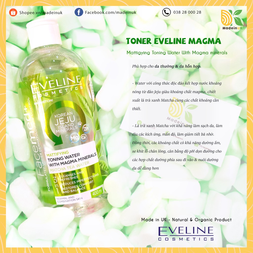 TONER EVELINE TINH CHẤT LÁ TRÀ MATCHA