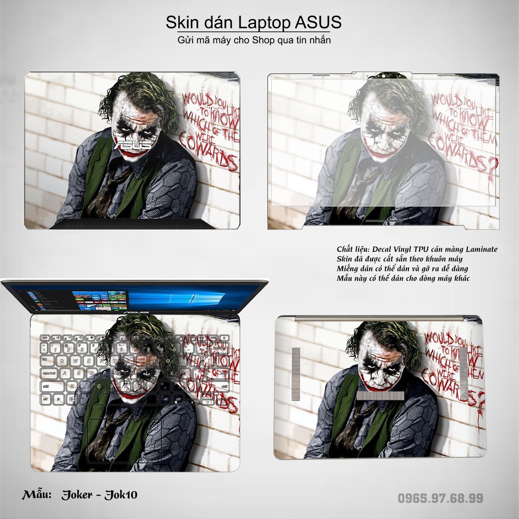 Skin dán Laptop Asus in hình Joker _nhiều mẫu 2 (inbox mã máy cho Shop)