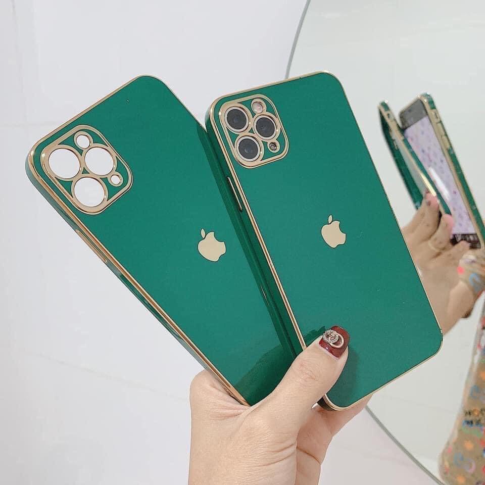 Màu Cam, Tím ốp dẻo viền vuông giả IPhone 12 bảo vệ camera