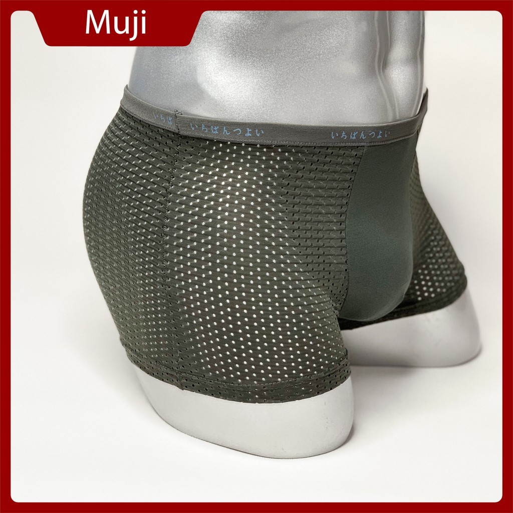 Quần Sịp Nam Boxer Muji Lưới Nhật Cao Cấp, Quần Lót Nam Đùi Thông Hơi MUJI Kháng Khuẩn