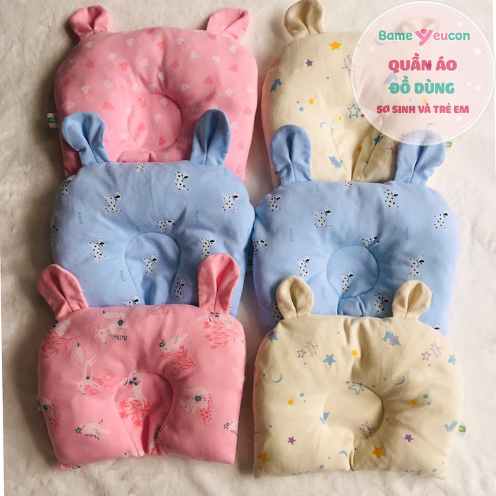 Gối lõm chống bẹp đầu Mipbi cotton hàng cao cấp cho bé kích thước 20x23x2cm