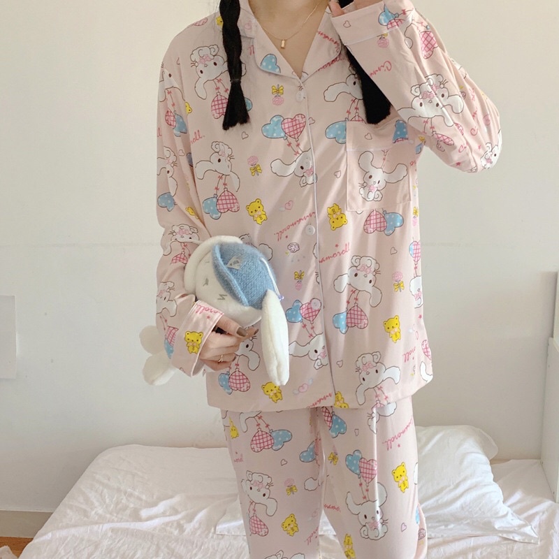 Set đồ ngủ pyjama dài hoạ tiết Mymelody và Cinamoroll hàn quốc