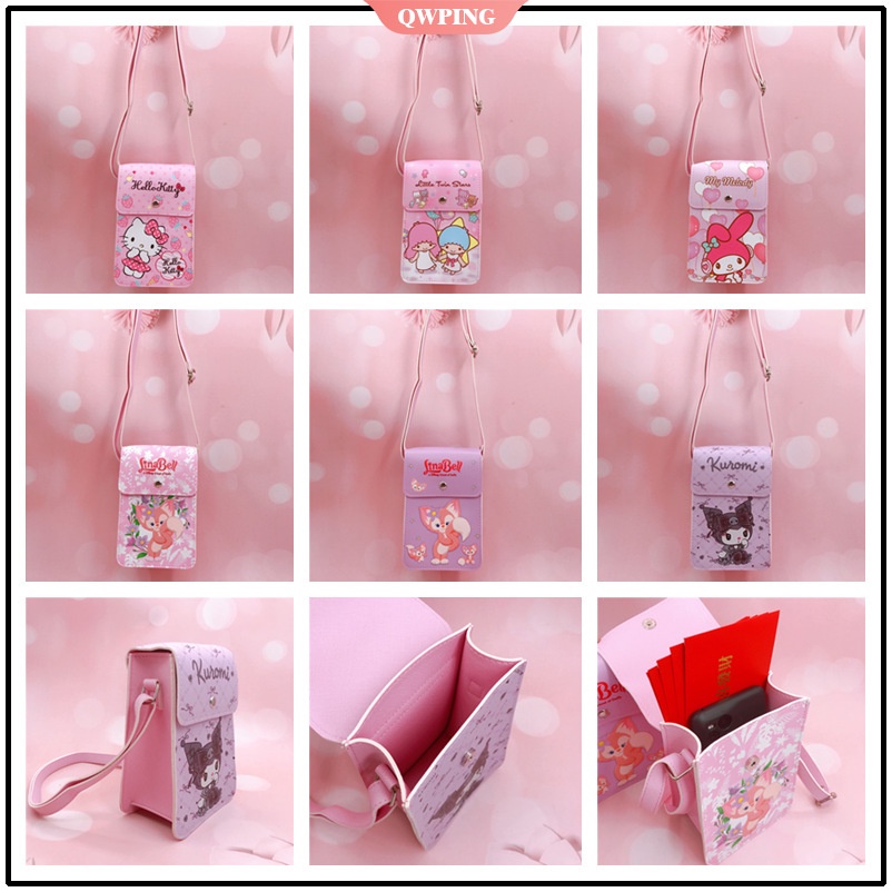 Túi Đeo Chéo Hình Hello Kitty Đựng Điện Thoại Bằng Da PU Dành Cho Nữ