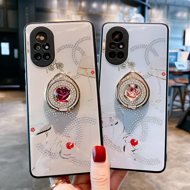 Ốp điện thoại chống sốc có giá đỡ đính đá mẫu mới thời trang cho Huawei Nova 8 8Pro Nova 7 7Pro