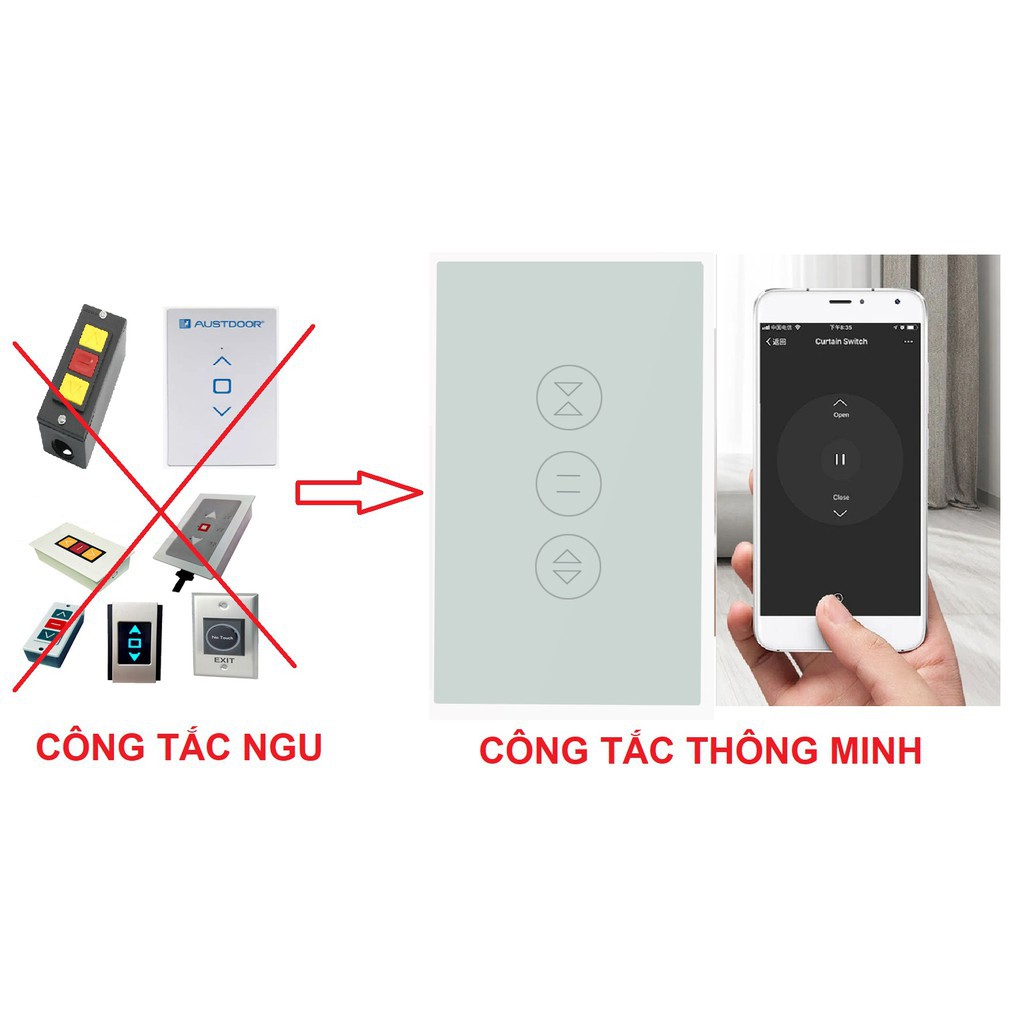 Công Tắc Wifi Cửa Cuốn Tuya, Công Tắc Thông Minh Cửa Cuốn Tuya, Công Tắc Đảo Chiều Tuya Bản Mới 2021