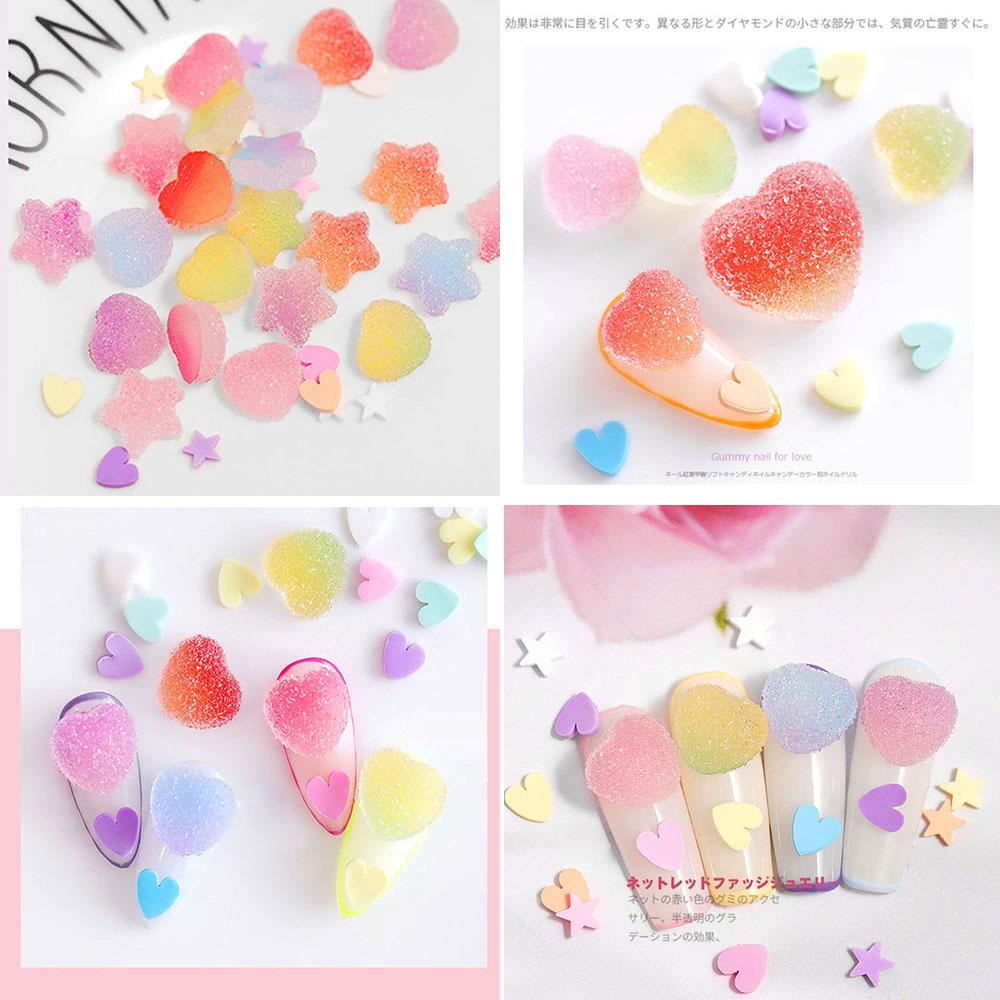 Phụ Kiện Trang Trí Móng Tay 3D Hình Kẹo / Ngôi Sao / Trái Tim Bằng Acrylic Xinh