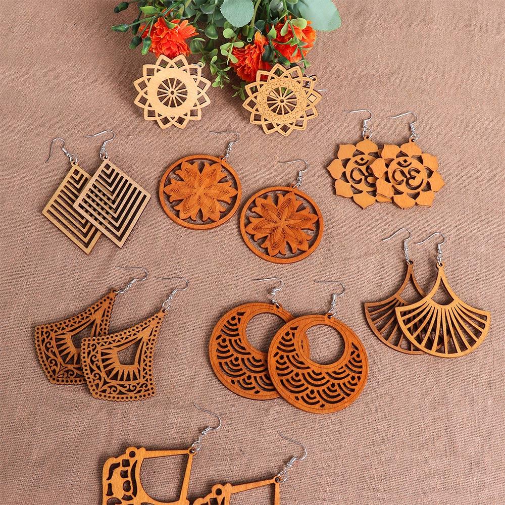 Mặt Dây Chuyền Bằng Gỗ Phong Cách Bohemian