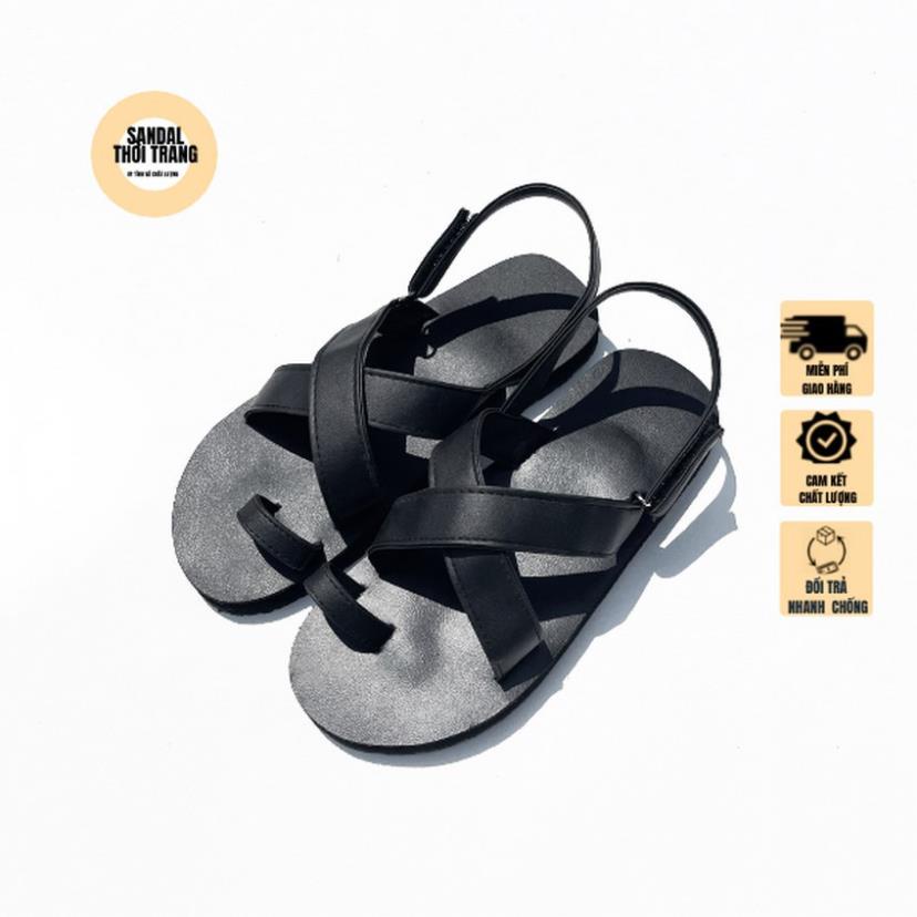 Dép quai hậu nữ nam, SANDALTHOITRANG Sandal nữ đi học A24 Đen/Trắng full size 30-44 !