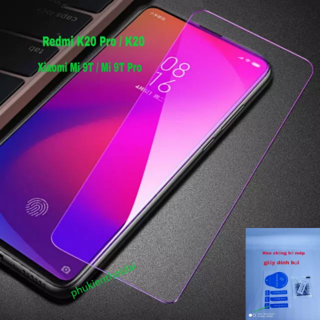 Cường lực Redmi K30 / K20 Pro / K30 Pro / K20 / K40 / Mi 9T Tím chống tia UV hại mắt chất đẹp ( tặng keo  mép )