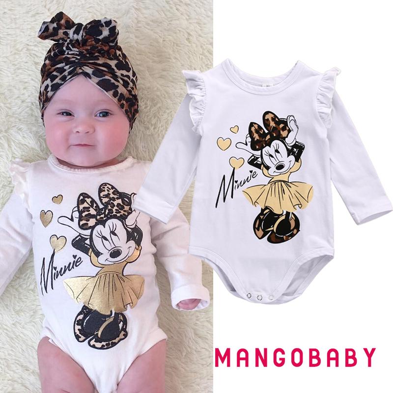 Bộ Áo Liền Quần Vải Cotton Dễ Thương Cho Bé Gái Sơ Sinh