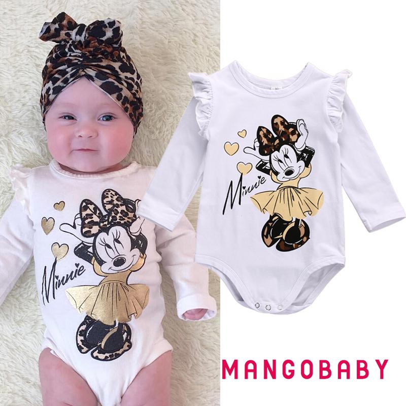 Bộ Áo Liền Quần Vải Cotton Dễ Thương Cho Bé Gái Sơ Sinh