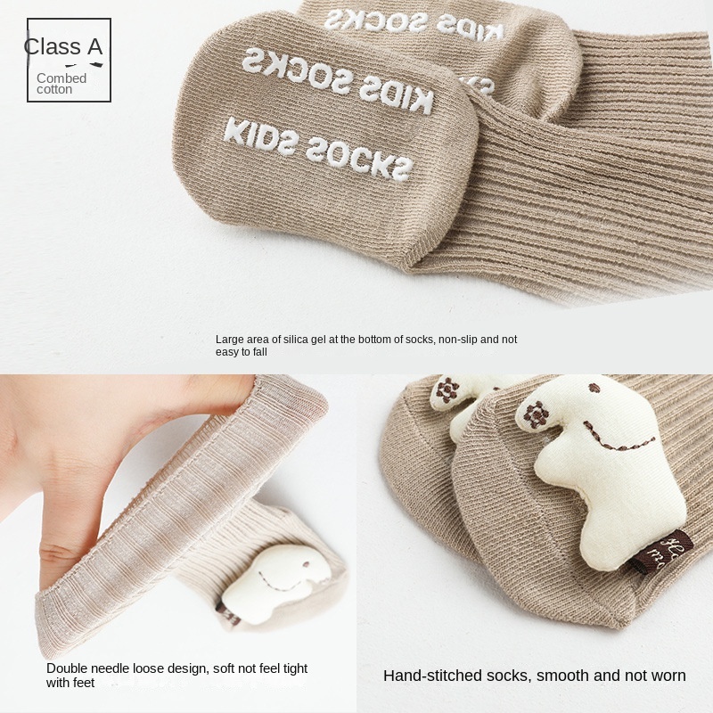 Vớ trẻ em Vớ Chống Trượt In Hình Búp Bê Dễ Thương Cho Bé Sơ Sinh 0-3 Tuổi