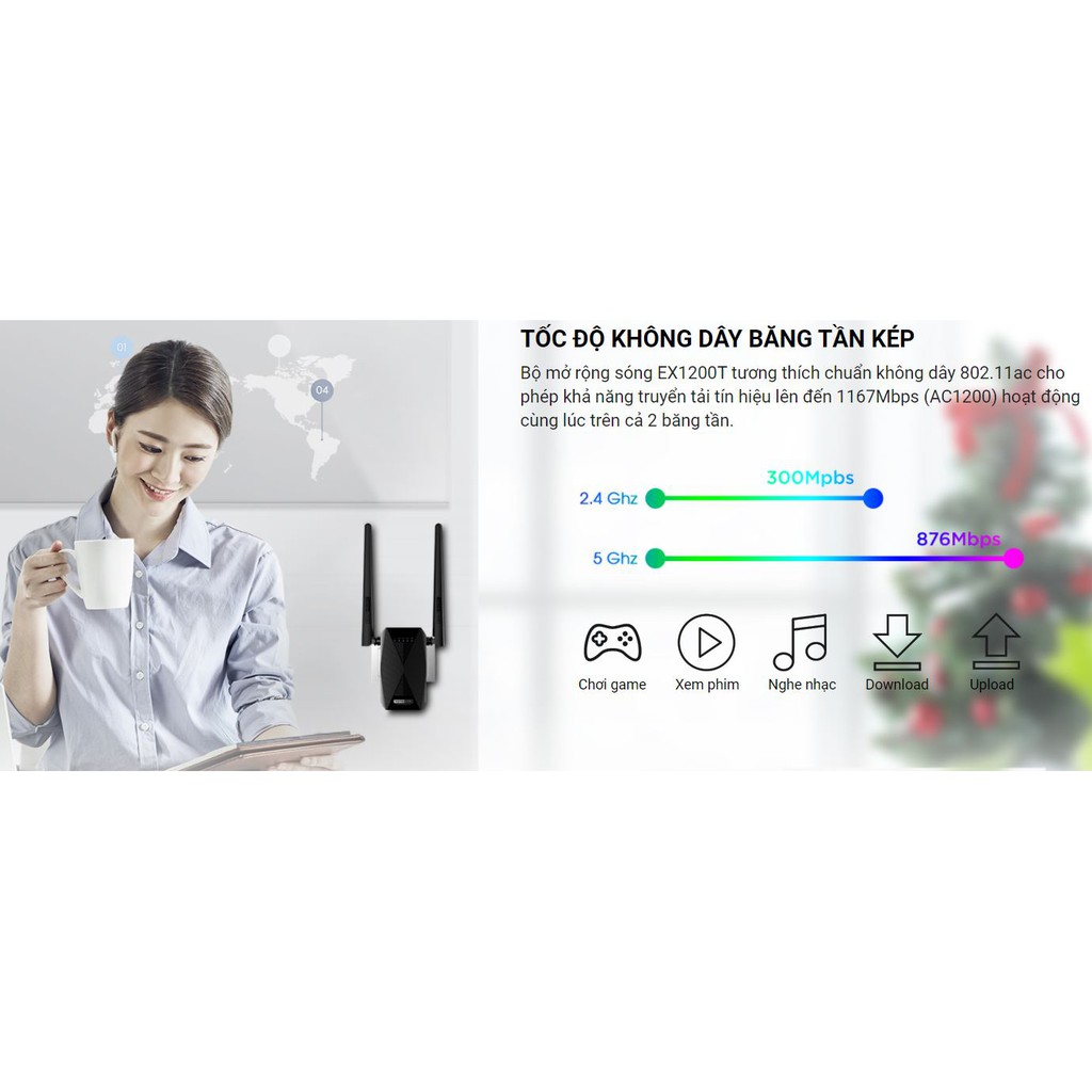 Bộ kích sóng Wifi băng tần kép TOTOLINK EX1200T | BigBuy360 - bigbuy360.vn