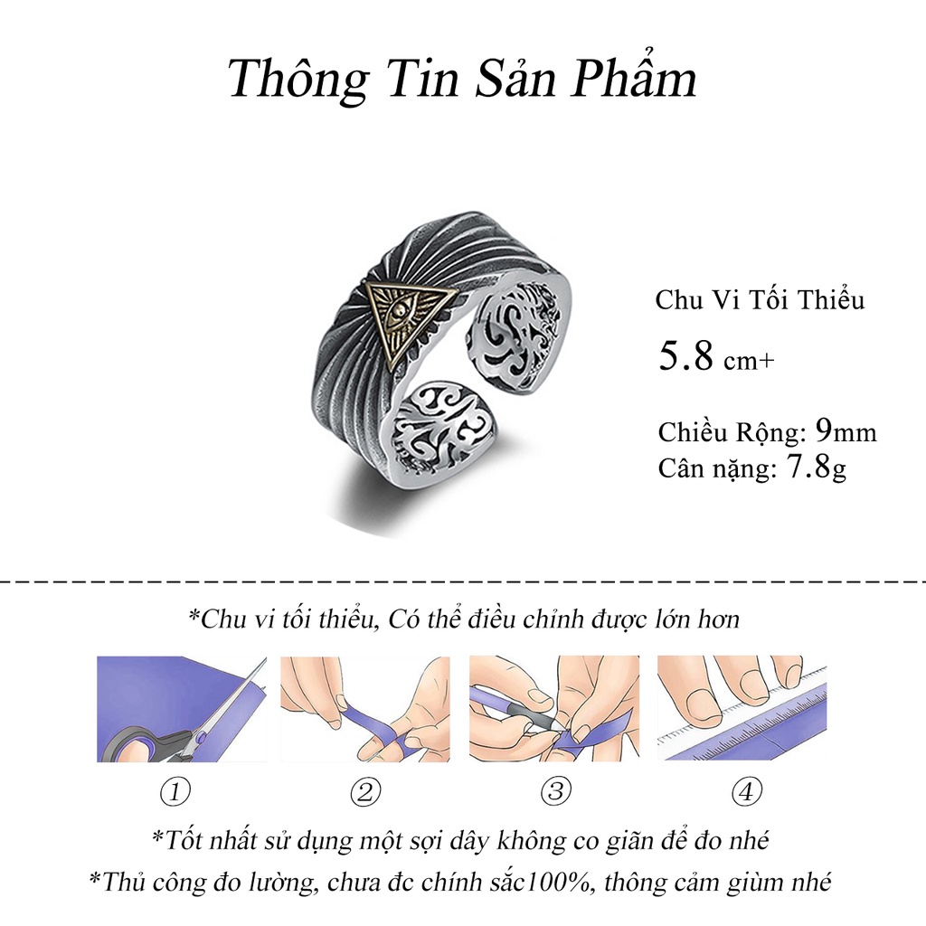 Nhẫn Nam Eye of God Chiều rộng Làm như cũ Cổ điển Khí chất bá đạo Ba chiều Quà ngày lễ tình nhân Làm bằng tay NH-151